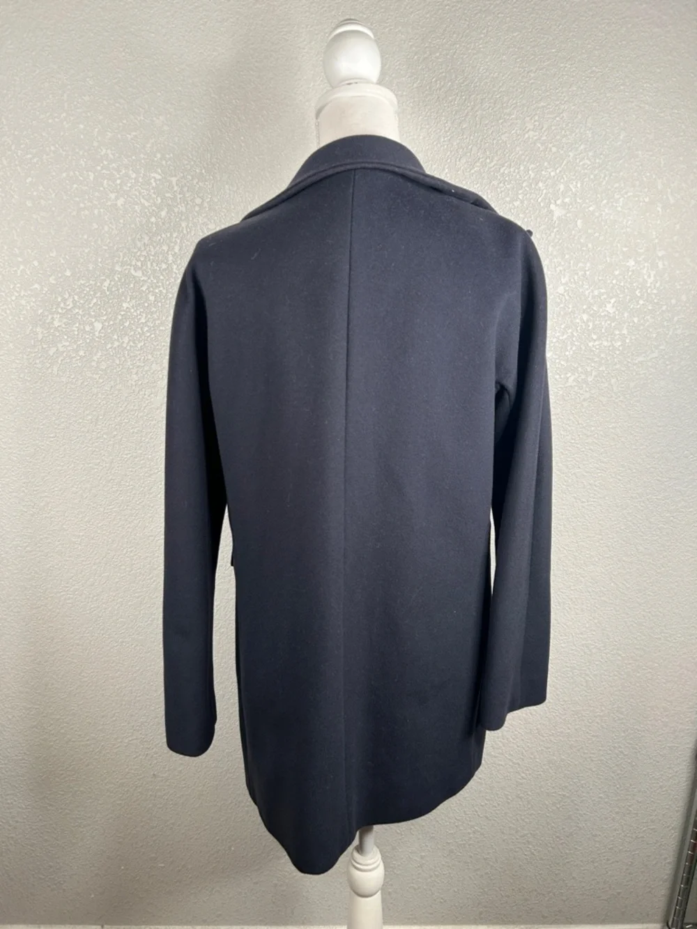 J. Crew 100% Virgin Wool Navy Blue Winter Pea Coat Broken Zipper Jacket Size 4 - Picture 6 of 8